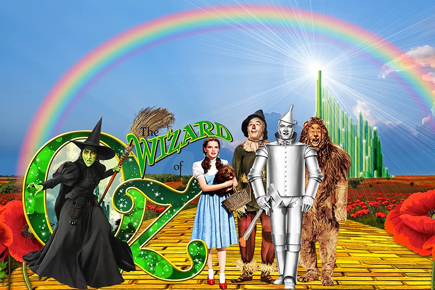 WANNHSZF Green Castle Gold Road Backdrop for Party Decorations, Retro Movie Photo Backgrounds, The Wizard of OZ Theme Baby Shower Banner , Booth Studio Props Birthday Cake Table Decoration, 5x3ft