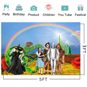 WANNHSZF Green Castle Gold Road Backdrop for Party Decorations, Retro Movie Photo Backgrounds, The Wizard of OZ Theme Baby Shower Banner , Booth Studio Props Birthday Cake Table Decoration, 5x3ft