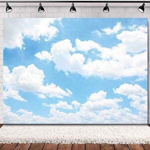 SVBright 7(W) x 5(H) ft Polyester Fabric Blue Sky White Clouds Backdrop Party Wall Decorations Sunshine 1ST Newborn Baby Shower Birthday Table Banner Photo Booth Photography Background Photo Studio