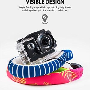 Ringke Waterproof Float Strap (2 Pack), Underwater Floating Strap, Wristband, Hand Grip, Lanyard Compatible with Camera, Phone, Key and Sunglasses (Palm Leaves & Navy Stripes)