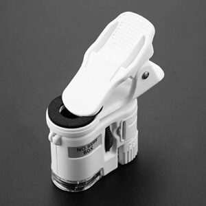 Cell Phone Clip On Microscope, LED UV Light Magnifying Glass Adjustable Focusing Mini Mobile Phone Microscope, for Currency Detecting