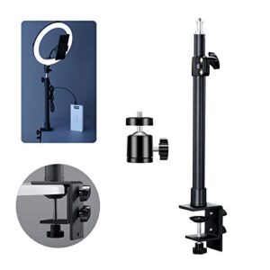 supon desk mount stand, desktop c clamp mounting stand, 14-23 inch adjustable aluminum tabletop light stand with 360° rotatable ball head, 1/4″ screw tip for ring light, video light, camera, youtube