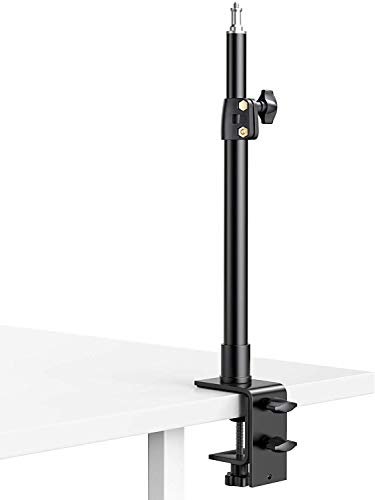 SUPON Desk Mount Stand, Desktop C Clamp Mounting Stand, 14-23 Inch Adjustable Aluminum Tabletop Light Stand with 360° Rotatable Ball Head, 1/4" Screw Tip for Ring Light, Video Light, Camera, YouTube