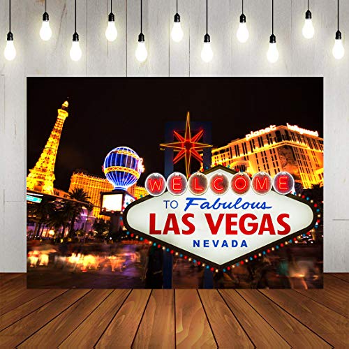 Art Studio 7x5ft Welcome to Las Vegas Photography Backdrop City Billboard Banner Casino Night Scenery Party Decorations Photo Background Vinyl Studio Booth Props