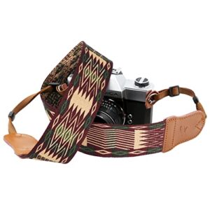 padwa lifestyle vintage camera strap – 2″ wide woven embroidered floral pattern shoulder neck camera straps for photographers，great gift for men & women photographers