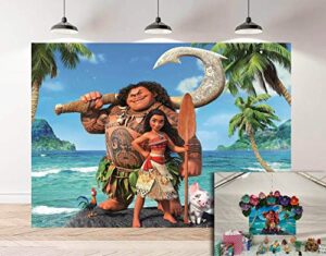 moana maui backdrop girl birthday party background cake table dress-up banner supplies photobooth props (7x5ft)