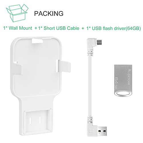 64GB USB Flash Drive and Outlet Wall Mount for Blink Sync Module 2,Mounting Bracket Holder with Short Cable for All-New Blink Outdoor Indoor Home Security Camera Sync Module, No Messy Wires or Screws