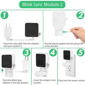 64GB USB Flash Drive and Outlet Wall Mount for Blink Sync Module 2,Mounting Bracket Holder with Short Cable for All-New Blink Outdoor Indoor Home Security Camera Sync Module, No Messy Wires or Screws