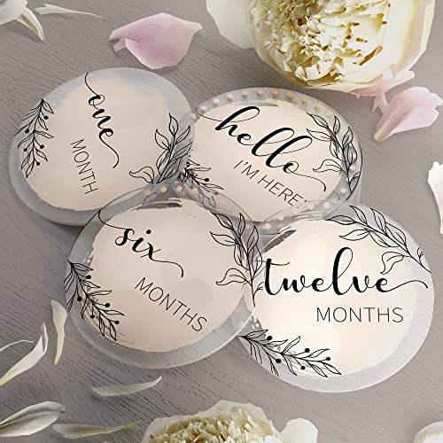 HOUSE OF PARTY 13 Pcs Acrylic Baby Milestone Discs - Baby Months Signs with Hello World Newborn | Attractive Baby Monthly Milestone Baby Girl or Baby Boy