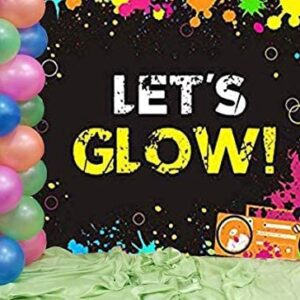 Glow Neon Splatter Photography Backdrop Vinyl Glowing in The Dark Party Decoration Teens Let's Glow Birthday Banner Photo Background Supplies Photo Booth Studio Props 5x3ft