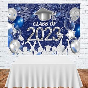 Lofaris Class of 2023 Party Photography Backdrop Royal Blue and Silver Congrats Grad Graduation Caps Background Celebration Graduation Prom Party Decor Banner Photo Booth Props 7x5ft