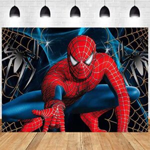 REAGTUGHT 7x5ft Superhero Spiderman Photography Backdrops Superhero Super City Decoration Boys Kids Birthday Party Banner Photo Background Baby Shower Cake Table Studio Booth Props