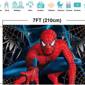 REAGTUGHT 7x5ft Superhero Spiderman Photography Backdrops Superhero Super City Decoration Boys Kids Birthday Party Banner Photo Background Baby Shower Cake Table Studio Booth Props