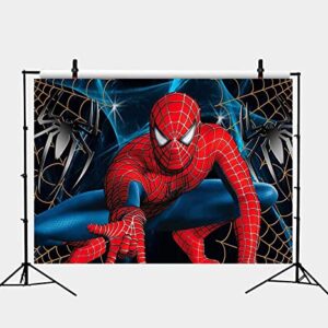 REAGTUGHT 7x5ft Superhero Spiderman Photography Backdrops Superhero Super City Decoration Boys Kids Birthday Party Banner Photo Background Baby Shower Cake Table Studio Booth Props