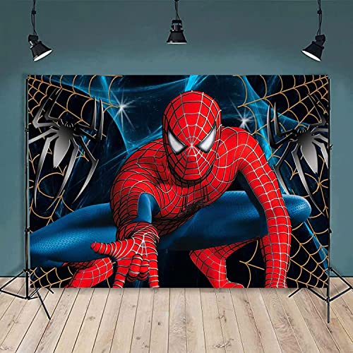 REAGTUGHT 7x5ft Superhero Spiderman Photography Backdrops Superhero Super City Decoration Boys Kids Birthday Party Banner Photo Background Baby Shower Cake Table Studio Booth Props