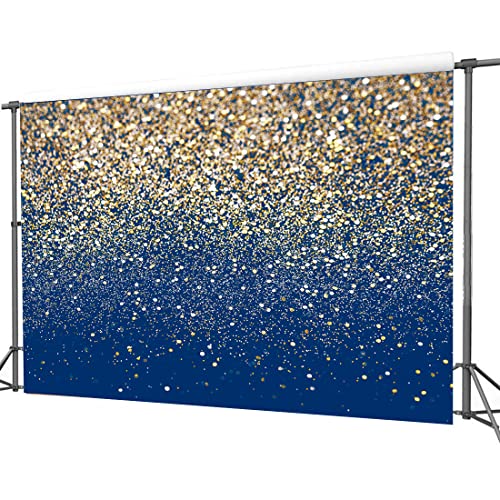 CYLYH 7X5FT Blue and Gold Backdrop Golden Spots Backdrop Vinyl Photography Backdrop Vintage Astract Background for Family Birthday Party Newborn Studio Props D595