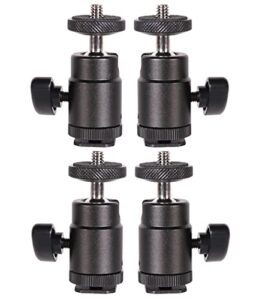 qyxinc mini ball head hot shoe mount with 1/4 inch adapter screw for dslr camera, monitor, camcorder, flash light, tripod, light stand (4 pack)