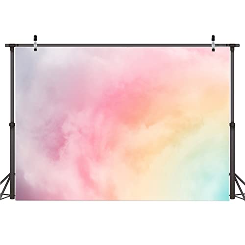 AIIKES 7X5FT Rainbow Cloud Birthday Backdrop Gradient Color Cloud Photography Backdrop Baby Shower Girl Birthday Cake Smash Wedding Party Decoration Photo Studio Props 12-420