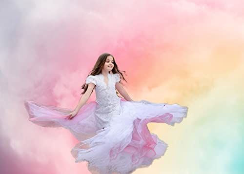 AIIKES 7X5FT Rainbow Cloud Birthday Backdrop Gradient Color Cloud Photography Backdrop Baby Shower Girl Birthday Cake Smash Wedding Party Decoration Photo Studio Props 12-420