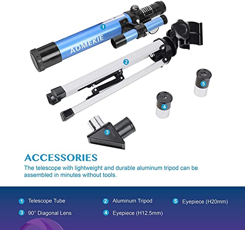 AOMEKIE Telescopes for Kids 40/400 with Tripod 2 Eyepieces Portable Telescopes for Astronomy Beginners with Finderscope and Compass Children's Day Gifts for Kids