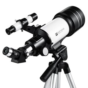 dartwood astronomical telescope – 360° rotational telescope – multiple eyepieces included for different zoom (black/white)