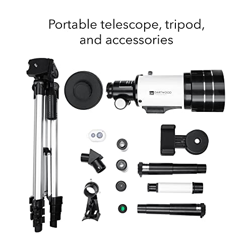 Dartwood Astronomical Telescope - 360° Rotational Telescope - Multiple Eyepieces Included for Different Zoom (Black/White)