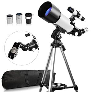 telescope, telescopes for adults, 70mm aperture 400mm focal length, telescopes for adults astronomy travel refractor telescope with carry bag, gift for kids