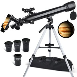 [2023 upgraded] telescopes for adults astronomy, 70mm aperture 700mm az mount astronomical refracting hd telescope for kids beginners telescope with adjustable tripod, nylon bag, phone adapter
