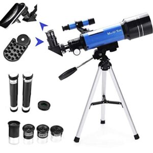 MaxUSee 70mm Telescope for Kids & Astronomy Beginners, Refractor Telescope with Tripod & Finder Scope, Portable Telescope with 4 Magnification eyepieces & Phone Adapter