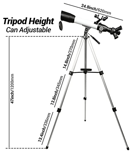 Telescope,20X-167X HD Telescop 60mm Aperture 500mm AZ Mount Astronomical Refracting Telescope Adjustable Portable Telescopes with Adjustable Tripod, Phone Adapter, Nylon Bag…