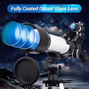 Telescope,20X-167X HD Telescop 60mm Aperture 500mm AZ Mount Astronomical Refracting Telescope Adjustable Portable Telescopes with Adjustable Tripod, Phone Adapter, Nylon Bag…