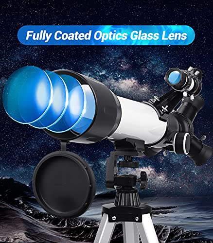 Telescope,20X-167X HD Telescop 60mm Aperture 500mm AZ Mount Astronomical Refracting Telescope Adjustable Portable Telescopes with Adjustable Tripod, Phone Adapter, Nylon Bag…