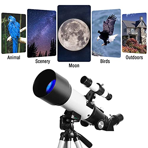 Telescope, Telescopes for Adults, Telescope for Kids Beginners 70mm Aperture 400mm AZ Mount, Fully Multi-Coated Optics, Astronomy Refractor with Tripod, Phone Adapter, Backpack