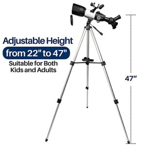 Telescopes for Adults Astronomy, 70mm Aperture 400mm AZ Mount Astronomical Telescope for Astronomy Beginners Kids Adults - Carry Bag Upgraded Tripod and Phone Holder for Photography