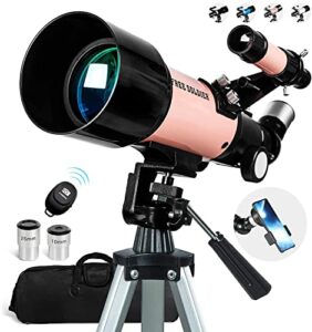 telescope for kids girls astronomy beginners – 70mm aperture and 400mm focal length professional refractor telescope for adults great christmas astronomy gift for kids with gift package, pink