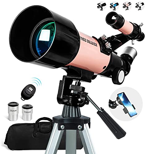 Telescope for Kids Girls Astronomy Beginners - 70mm Aperture and 400mm Focal Length Professional Refractor Telescope for Adults Great Christmas Astronomy Gift for Kids with Gift Package, Pink