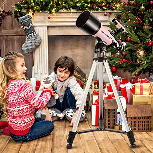 Telescope for Kids Girls Astronomy Beginners - 70mm Aperture and 400mm Focal Length Professional Refractor Telescope for Adults Great Christmas Astronomy Gift for Kids with Gift Package, Pink