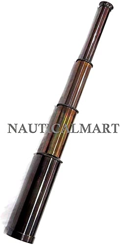 Solid Brass Brown Antique Spyglass Telescope- 15 inch Long