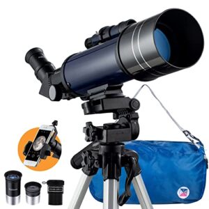 200x high power telescope for astronomy, 400mm focal 70mm aperture fmc refractor telescopes full kit for kids adult beginners