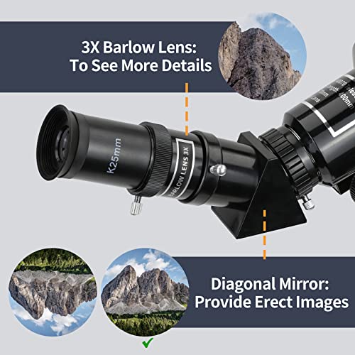 200X High Power Telescope for Astronomy, 400mm Focal 70mm Aperture FMC Refractor Telescopes Full Kit for Kids Adult Beginners