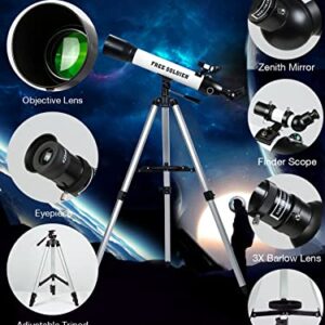 Telescopes for Adults Astronomy - 700x90mm AZ Astronomical Professional Refractor Telescope for Kids Beginners Astronomy with Advanced Eyepieces, Cool Christmas Astronomy Gift for Men, White