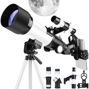 occer telescopes for adults kids beginners – 70mm aperture 400mm telescope fmc optic for view moon planet – portable refractor telescope with adjustable tripod finder scope phone adapter