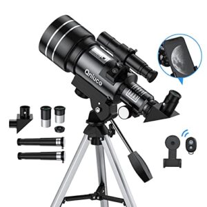 telescope for kids & adults, 70mm aperture refractor telescopes for astronomy beginners, portable travel telescope with phone adapter & remote, astronomy gifts for kids
