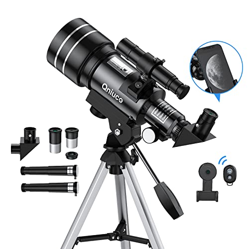 Telescope for Kids & Adults, 70mm Aperture Refractor Telescopes for Astronomy Beginners, Portable Travel Telescope with Phone Adapter & Remote, Astronomy Gifts for Kids