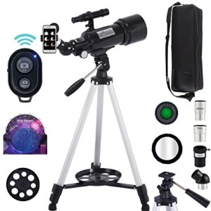 netskinson telescope, 70mm aperture 400mm az mount astronomical refracting telescope for kids beginners, portable travel telescope with carry bag, phone adapter & wireless remote