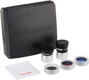 celestron – powerseeker telescope accessory kit – includes 2x 1.25″ kellner eyepieces, 3 colored telescope filters, and cleaning cloth – telescope eyepiece kit for beginners