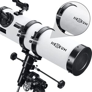 HEXEUM Telescope 130EQ Astronomical Reflector - Manual Equatorial for Adults Astronomy. Comes with 2X Barlow Lens Phone Adapter and Moon Filter & Sun Fliter, Wireless Control, White