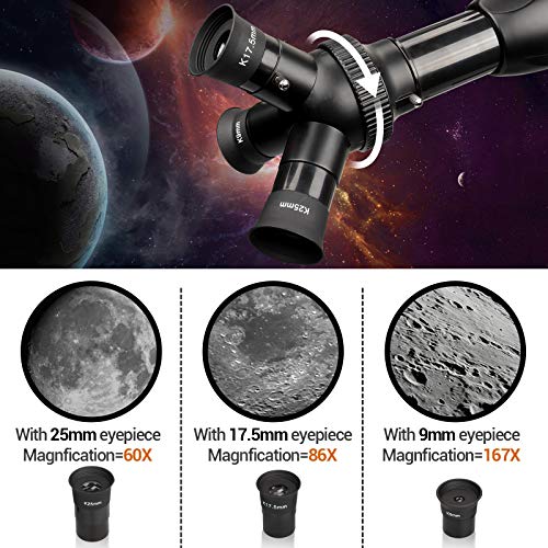 [Upgraded] Telescope, Astronomy Telescope for Adults, 60mm Aperture 500mm AZ Mount Astronomical Refracting Telescope for Kids Beginners with Adjustable Tripod, Phone Adapter, Nylon Bag