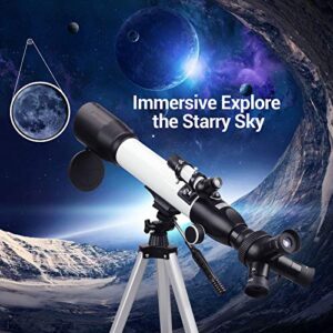 [Upgraded] Telescope, Astronomy Telescope for Adults, 60mm Aperture 500mm AZ Mount Astronomical Refracting Telescope for Kids Beginners with Adjustable Tripod, Phone Adapter, Nylon Bag