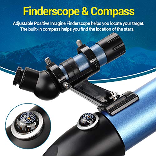 BNISE Telescope for Adults Astronomy 600/50mm Positive Imaging Telescope for Kids and Beginner with 3X Extender and 2 Eyepiece (9mm & 25mm) Refractor with Phone Adapter, Tripod and Carring Bag